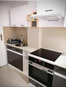 华沙Ursus Rooms-Self Check-in的小厨房配有炉灶和水槽