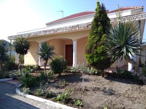 都拉斯La villa al mare的前面有棕榈树的房子