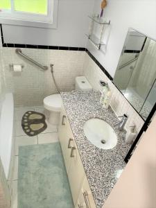 多伦多Luxurious Cozy House in Bluffs with Lake View的一间带水槽和卫生间的浴室