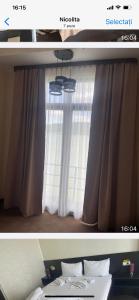 奥尔绍瓦盆苏尼亚达米罗酒店的在酒店房间窗户上的两张照片