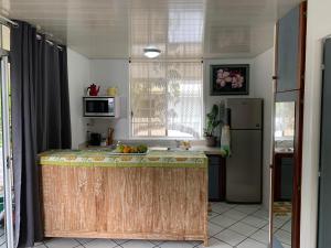 帕皮提Fare Manatea 19的厨房配有柜台和冰箱。