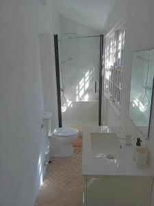 AlmosterRetiro d'Azenha的白色的浴室设有卫生间和水槽。