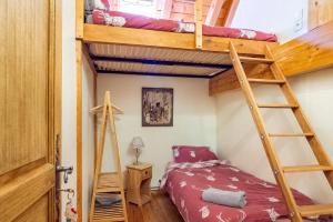 勒布罗伊斯Ecrins Lodge的一间卧室配有一张双层床和梯子