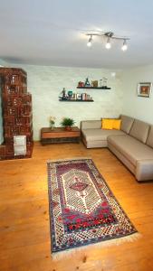 茹里洛夫卡Casa Nautica的带沙发和地毯的客厅