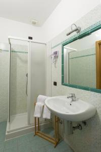 洛雷托Affittacamere Carnevali MJ的一间带水槽和淋浴的浴室