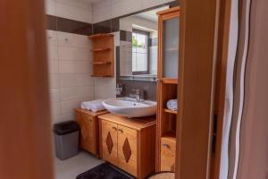 加姆利茨Appartement Gamlitz的一间带水槽和镜子的浴室