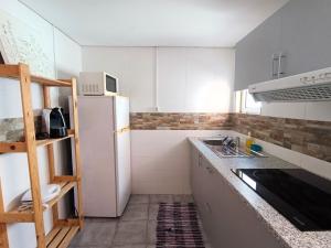 波尔图Bonjoia Apartments的厨房配有白色冰箱和水槽