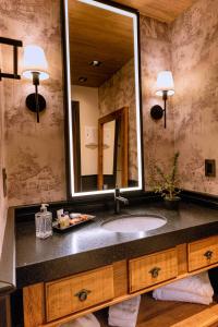 格拉玛多里塔霍普纳酒店的一间带水槽和大镜子的浴室