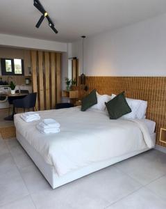 帕福斯Terrazza Suites的卧室配有一张白色大床