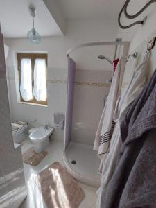 MacchiagodenaB&B da Manuela的带淋浴、卫生间和盥洗盆的浴室