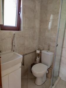 里巴里卡Терасите - Къща 3的浴室配有卫生间、盥洗盆和淋浴。