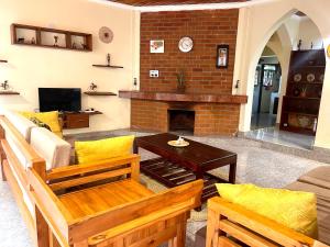 阿鲁沙Toiwo Residence Arusha的带沙发和壁炉的客厅