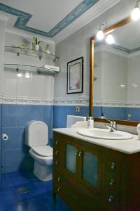 阿维莱斯Puerta la Villa的一间带水槽、卫生间和镜子的浴室