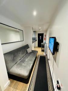 伦敦Exclusive Private One Bedroom Suite的带沙发和平面电视的客厅