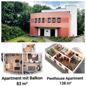魏玛Penthouse Am Goethepark - Apartments & Suites Weimar的房屋两张照片的拼贴