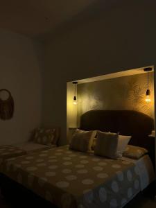 巴里La Esperanza De Santa Rita的一间卧室配有一张带床头板和灯的床