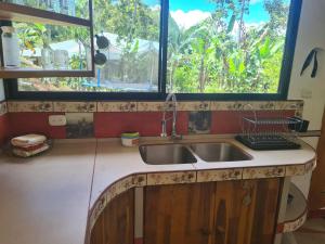 TucurriqueFinca Soley的厨房设有水槽和窗户。
