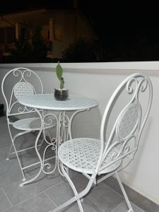 福尔米亚A due passi da的桌子、两把椅子和桌子,植物