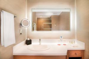 阿布扎比阿布扎比艾美假村酒店的浴室设有白色水槽和镜子