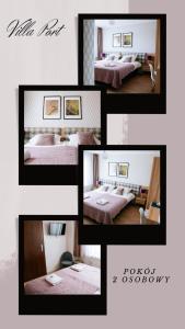 伊拉华维拉港民宿的一张四幅照片,一张一张房间,床