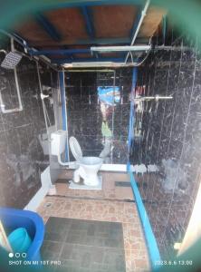 宜力Houseboat Sinar Belum的带淋浴的浴室配有白色卫生间