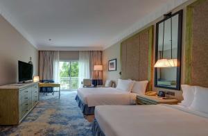 塞拉莱塞拉莱度假村希尔顿酒店的酒店客房设有两张床和电视。