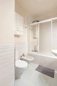 马拉加Ático Soho Carlos的白色的浴室设有卫生间和水槽。
