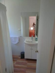 圣多明各Cabaña Loft Campo y Mar Rocas de Santo Domingo的一间带水槽和镜子的浴室
