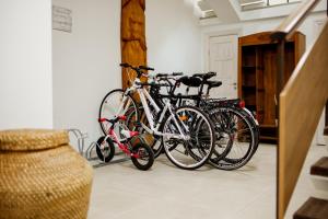 尤尔马拉Apartments Daina的停在房间里的一群自行车