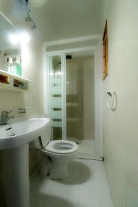 阿雷西费Beach House Lanzarote的浴室配有卫生间、盥洗盆和淋浴。