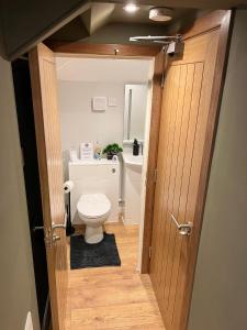 皮特洛赫里Inviting 1-Bed Studio in Pitlochry的浴室配有白色卫生间和盥洗盆。