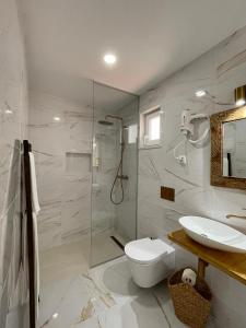 奥德赛克斯stressfree charm house的带淋浴、卫生间和盥洗盆的浴室