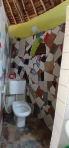 姆特瓦帕Omnia Resort的一间带卫生间和马赛克墙的浴室