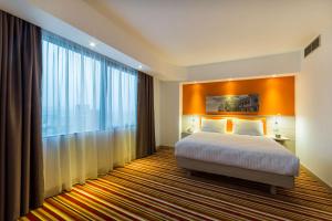 雅西欧罗巴酒店的一间卧室设有一张床和一个大窗户