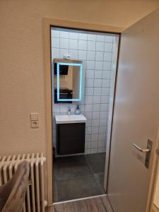 ObersasbachFerienwohnung Schwarzwald friedhofstraße 13的一间带水槽和镜子的浴室