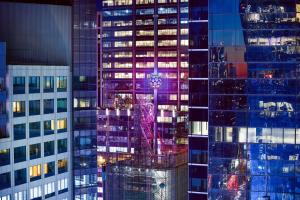 纽约Hilton New York Times Square的夜晚高楼的景色