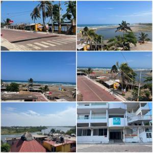 查察拉卡斯Hotel MARU Pool & Events的一系列建筑物和海滩的照片