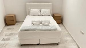 帕诺尔莫斯Amedi Villas Tinos的一张带两个枕头的大白色床