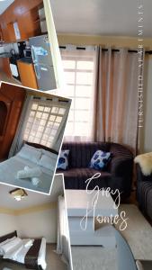 思由基茅Grey Homes, 2 bedroom apartments along mombasa road, near JKIA & SGR Nairobi的一张沙发客厅的两张照片