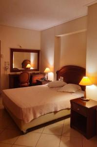 加拉希德松Europa Beach Hotel的一间卧室配有一张大床和镜子