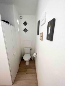 安纳马斯Le Genevois - Parking gratuit的走廊上的小浴室设有卫生间
