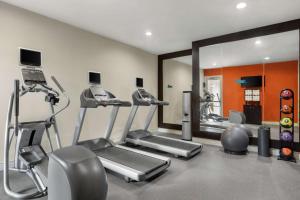 艾迪生胡伍德达拉斯 - 艾迪生酒店的健身房设有3台跑步机和镜子