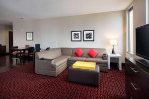 丹佛赫姆伍德套房酒店－丹佛市区会议中心的带沙发和电视的客厅