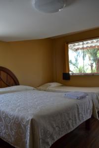 阿雷基帕La Casona Recoleta的一间卧室设有两张床和窗户。