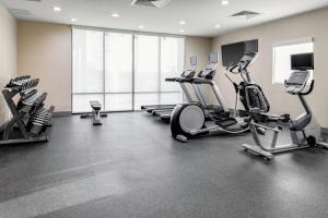 舒格兰Home2 Suites By Hilton Sugar Land Rosenberg的一间健身房,里面配有跑步机和有氧运动器材