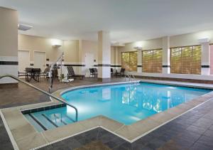 芝加哥芝加哥/中途机场希尔顿花园旅馆的在酒店房间的一个大型游泳池