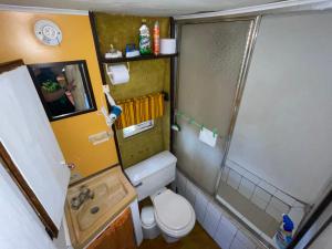 奥拉涅斯塔德Backpack Cabin A 49149的一间带卫生间和淋浴的小浴室