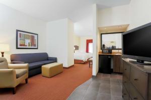 乌尔班纳尚佩恩/厄巴纳希尔顿恒庭酒店的带沙发和平面电视的客厅