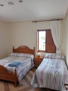 比利亚维西奥萨Casa Nieves的一间卧室设有两张床和窗户。