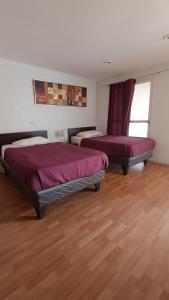 科皮亚波Residencial familiar El Valle的一间卧室设有两张床和窗户。